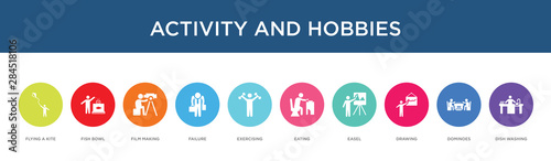 activity and hobbies concept 10 colorful icons