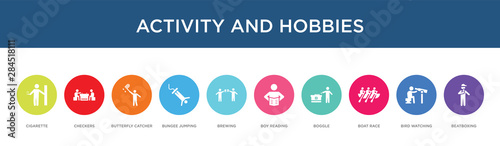 activity and hobbies concept 10 colorful icons © CoolVectorStock