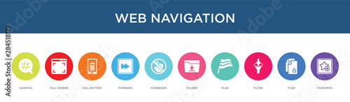 web navigation concept 10 colorful icons