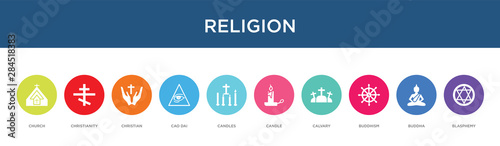 religion concept 10 colorful icons