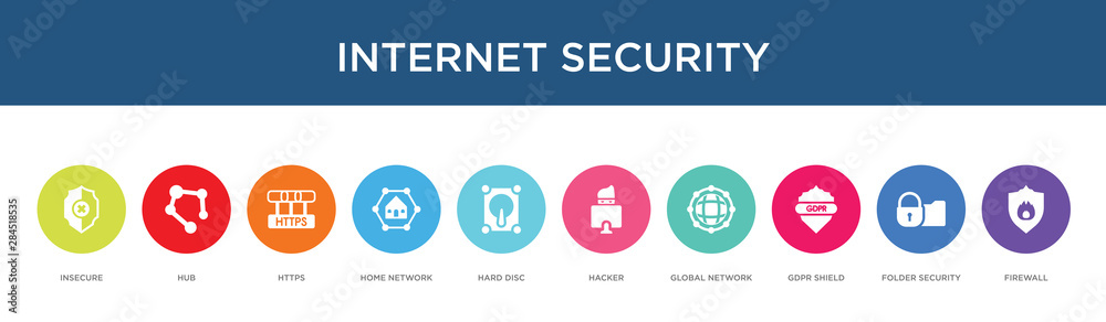internet security concept 10 colorful icons internet security concept 10 colorful icons