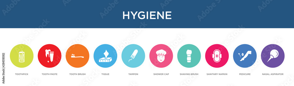 Fototapeta premium hygiene concept 10 colorful icons