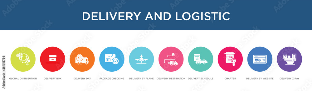 delivery and logistic concept 10 colorful icons delivery and logistic concept 10 colorful icons