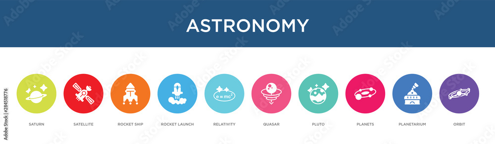astronomy concept 10 colorful icons astronomy concept 10 colorful icons