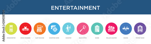 entertainment concept 10 colorful icons