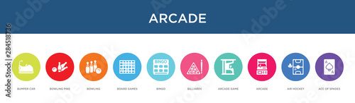 arcade concept 10 colorful icons