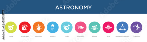 astronomy concept 10 colorful icons