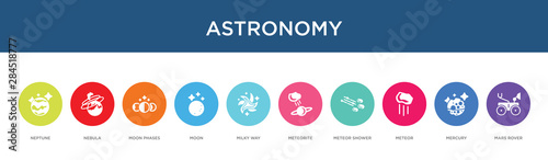 astronomy concept 10 colorful icons
