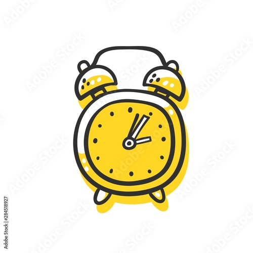 Vector alarm clock. Bright contour illustration with offset color.