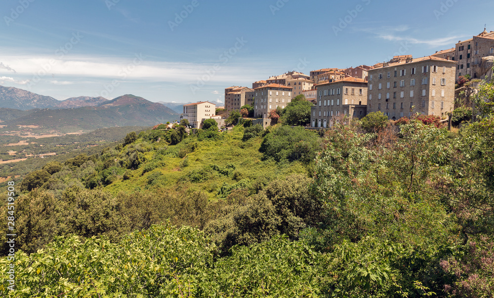 Medieval hilltop village Sartene in Corsica, France.