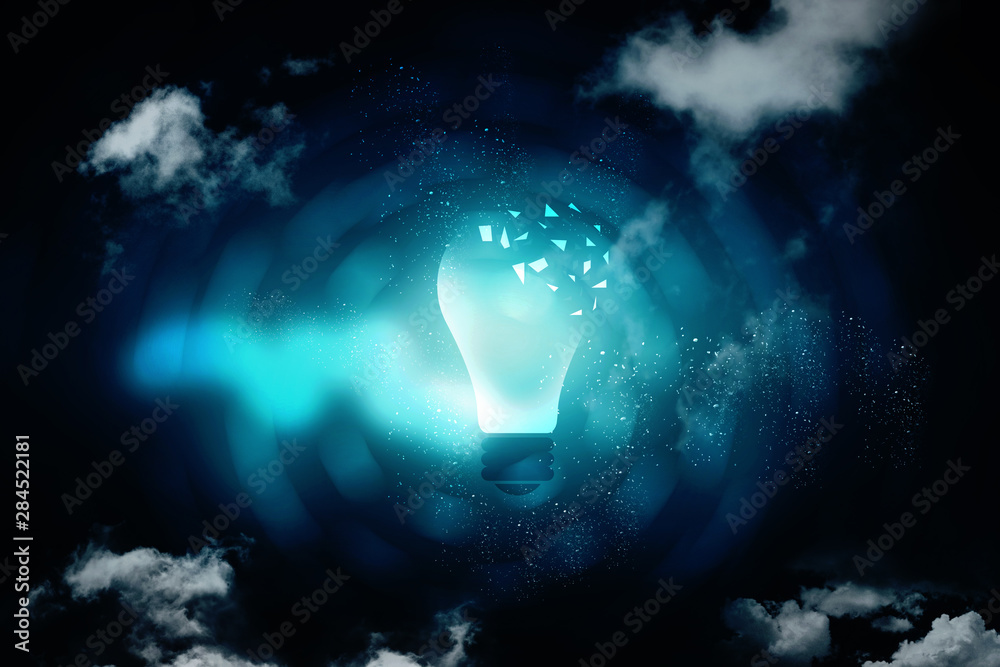 Fototapeta premium 2d illustration bulb future technology, innovation background, creative idea concept