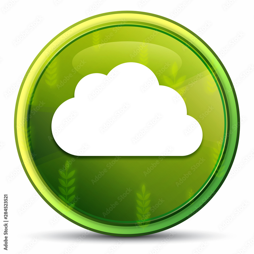 Cloud icon spring bright natural green round button illustration Cloud icon spring bright natural green round button illustration