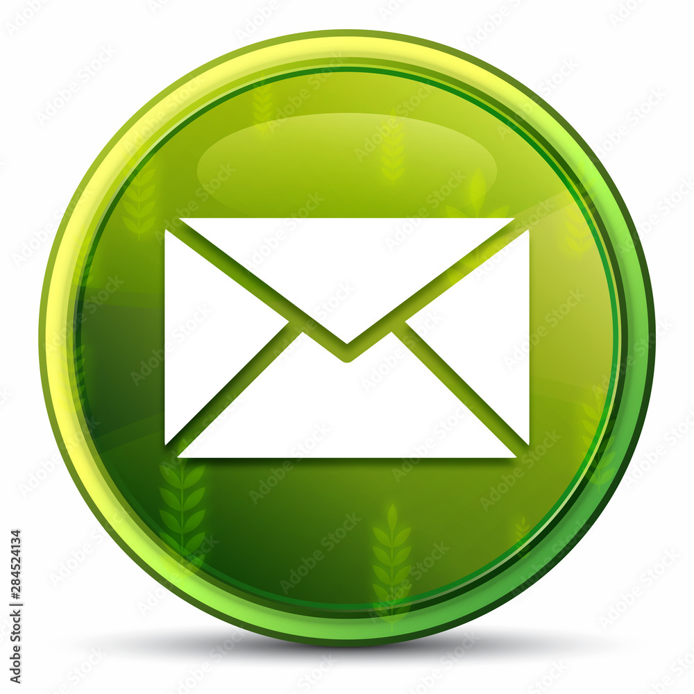 Email icon spring bright natural green round button illustration Email icon spring bright natural green round button illustration