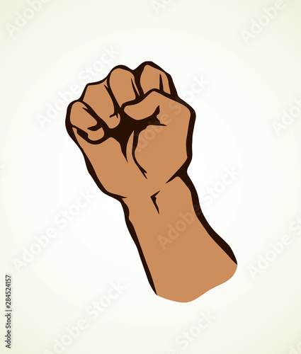 Superman's hand with an elongated fist. Vector drawing