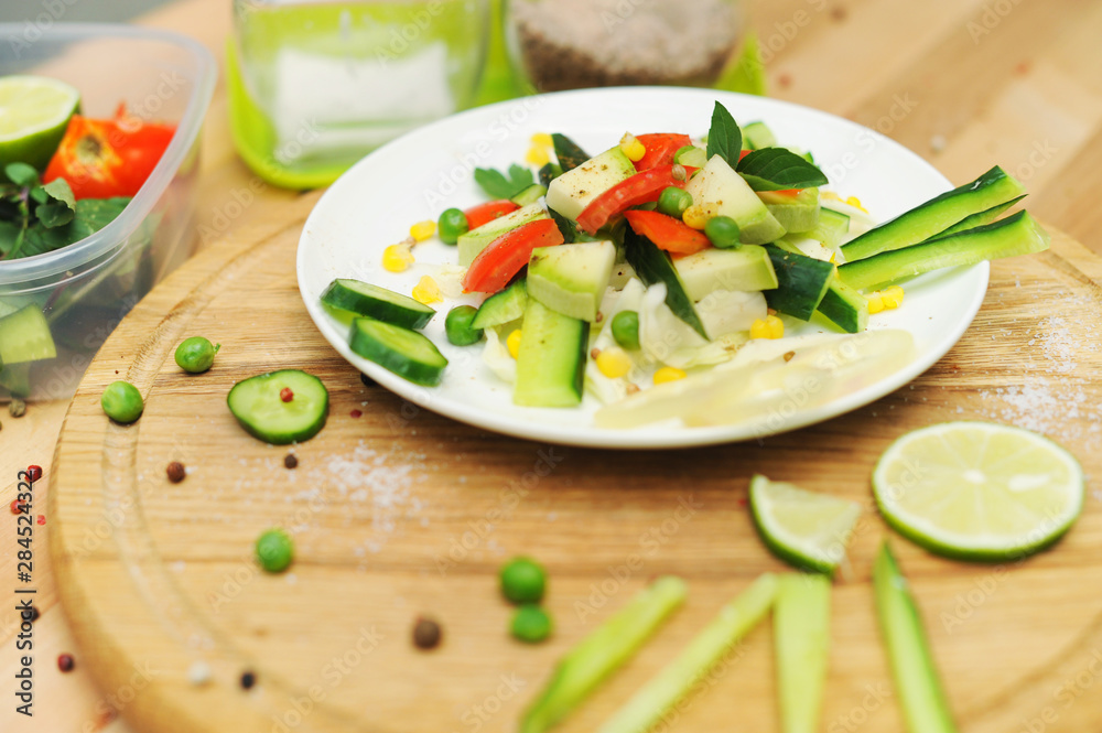 bowl of salad with vegetables and greens bowl of salad with vegetables and greens