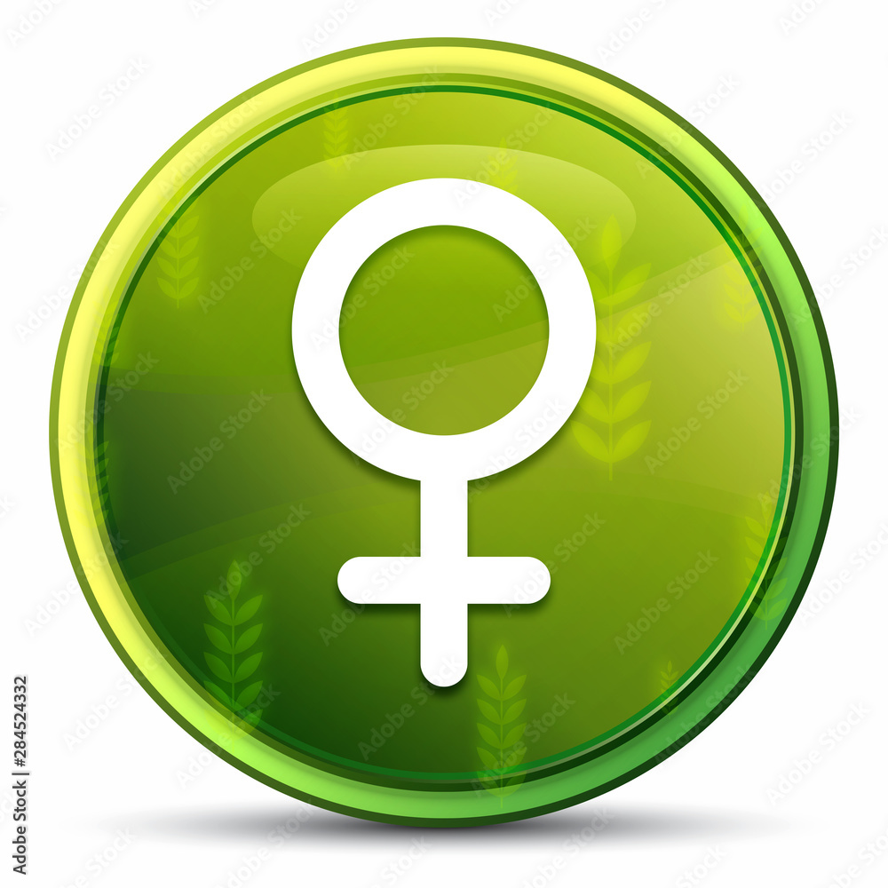 Female symbol icon spring bright natural green round button illustration Female symbol icon spring bright natural green round button illustration