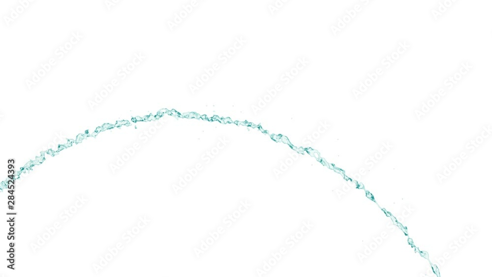 4K slow motion blue water fountain isolated on a white background with alpha matte 4K slow motion blue water fountain isolated on a white background with alpha matte