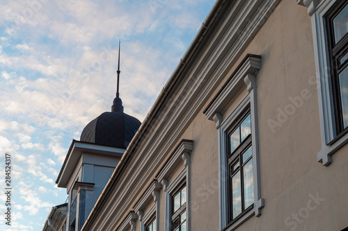 Diagonal view of apartment building photo