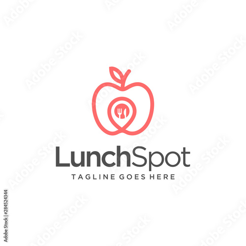 Illustration abstract Restaurant for Lunch apple diet lovers logo design