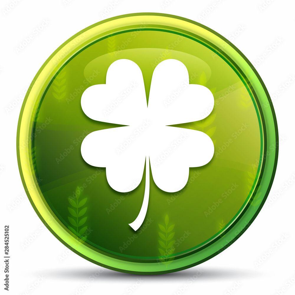 Lucky four leaf clover icon spring bright natural green round button illustration Lucky four leaf clover icon spring bright natural green round button illustration