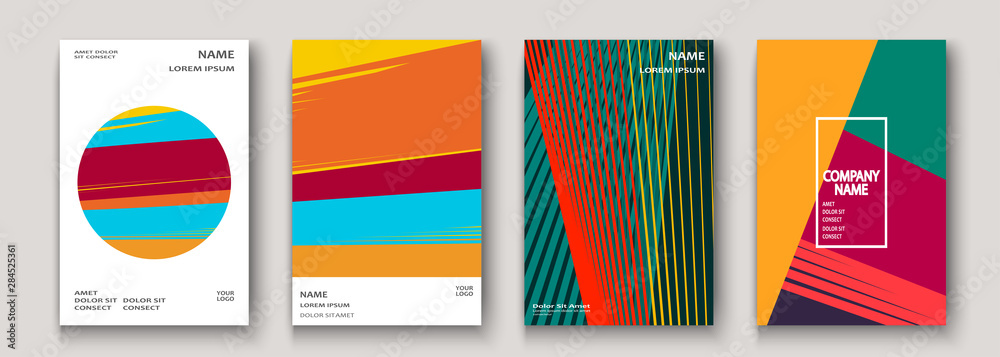 Modern cover collection design. Abstract retro 90s style texture of colorful neon lines. Striped trends background. Future geometric patterns. Design presentations, print, flyer, business cards