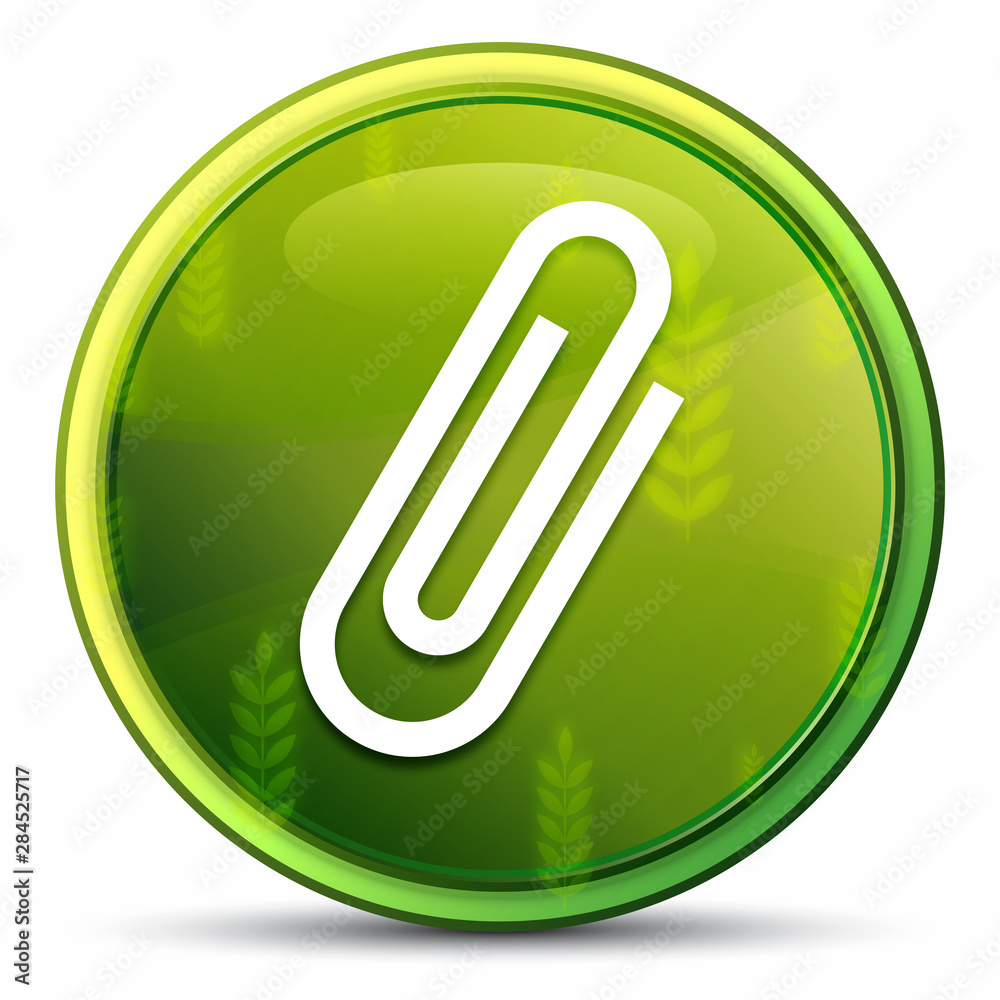 Paper clip icon spring bright natural green round button illustration Paper clip icon spring bright natural green round button illustration