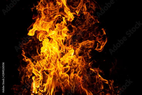 beautiful bright glowing flames on a black background