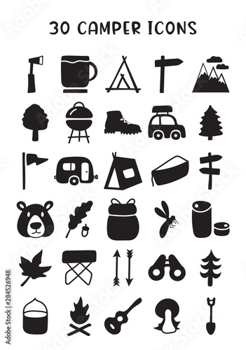 Camping icons set.