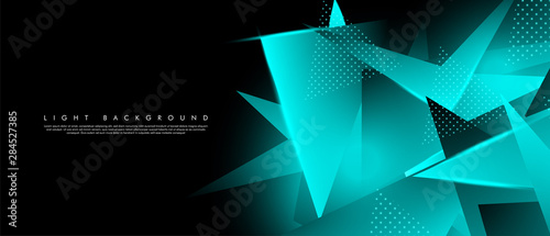 Triangular background. Abstract composition of 3D triangles. The geometric background of modern blue is insulated black