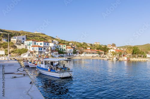 View to the picturesque harbor of Ai Stratis island  Greece