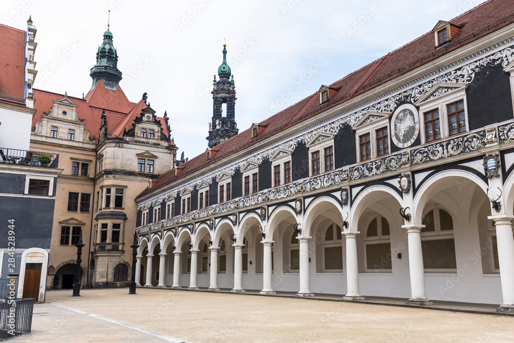 Courtyard of the Procesion Del Principe building in Dresden, Germany