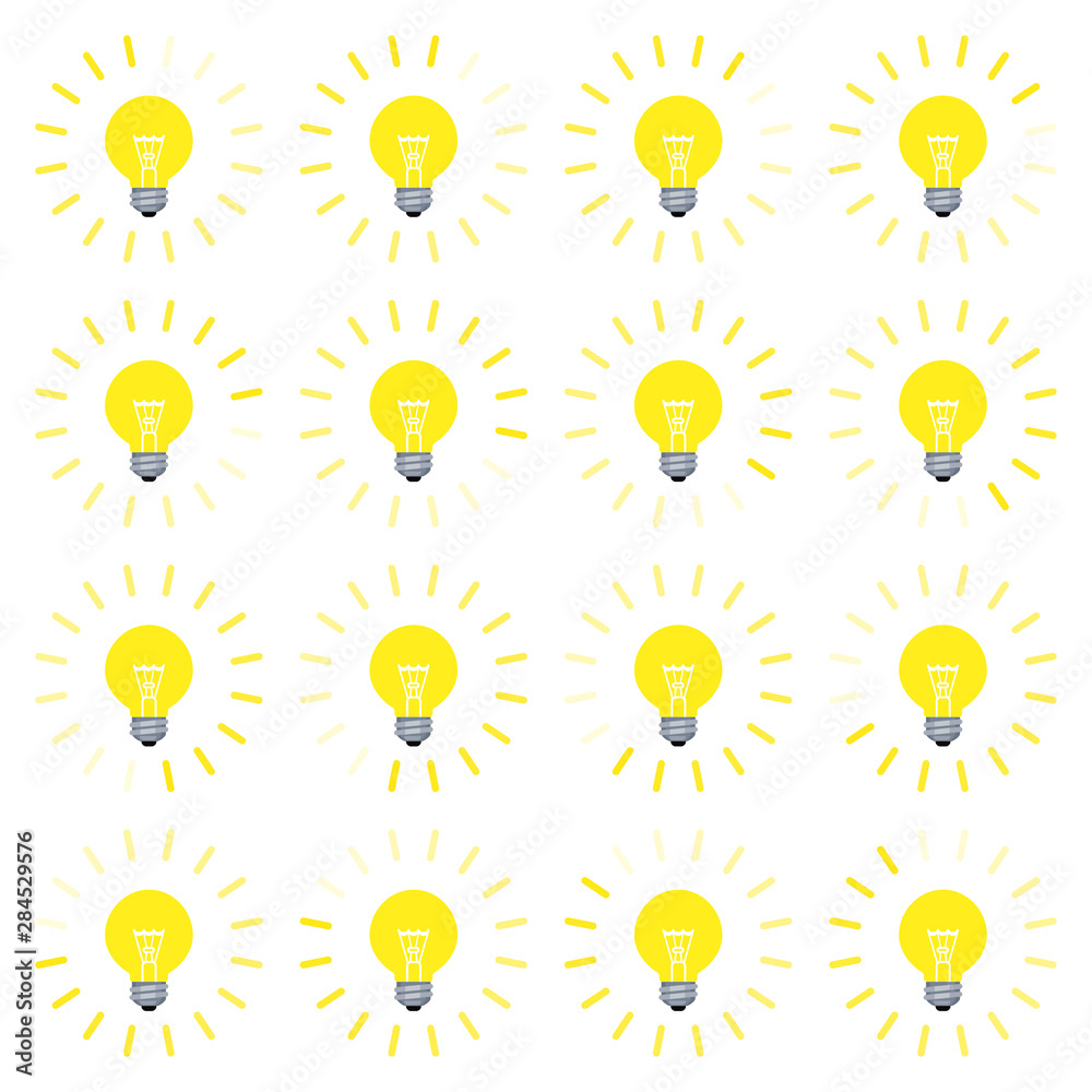 Light bulb with rotating rays animation sprite sheet in flat style isolated  on white Stock Vector | Adobe Stock