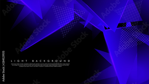 Triangular background. Abstract composition of 3D triangles. The geometric background of modern blue is insulated black