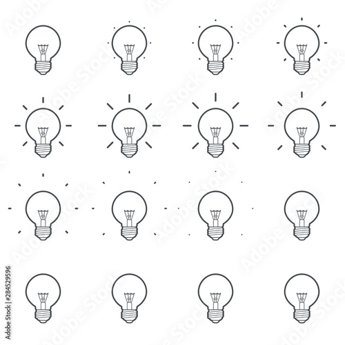 Light bulb shining outline animation sprite sheet