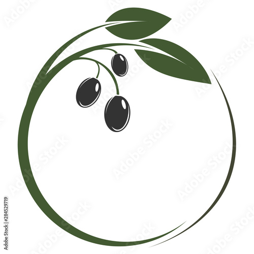 round green olive branch logo or symbol vector illustration