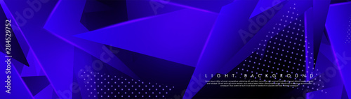 Triangular background. Abstract composition of 3D triangles. The geometric background of modern blue is insulated black