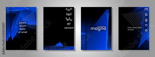 set the book cover the background of the light Triangle. Abstract composition of 3D triangles. Modern geometric blue backgrounds isolated black