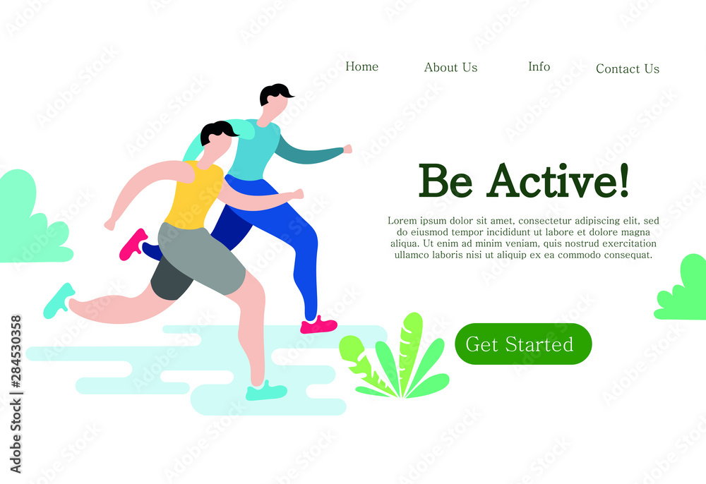 Sport Training Outdoors. Be Active and Healthy Vector Illustration. Cartoon Girl Cycling, Running, Ride Bicycle. Meditation Yoga Sport Exersice. Park Tree Nature.