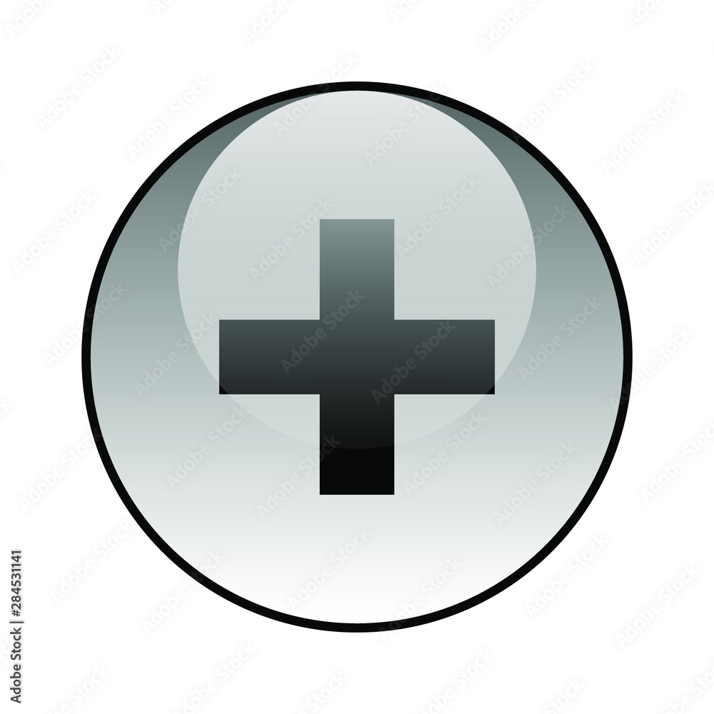 Plus icon. Cross glass icon vector design Plus icon. Cross glass icon vector design