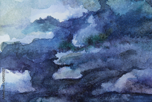 Watercolor sky blue grunge background