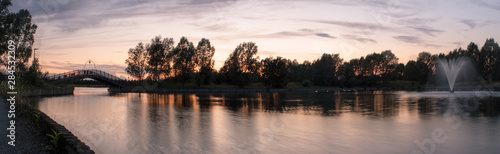 Panorama of Lakeside Doncaster with Sunset photo