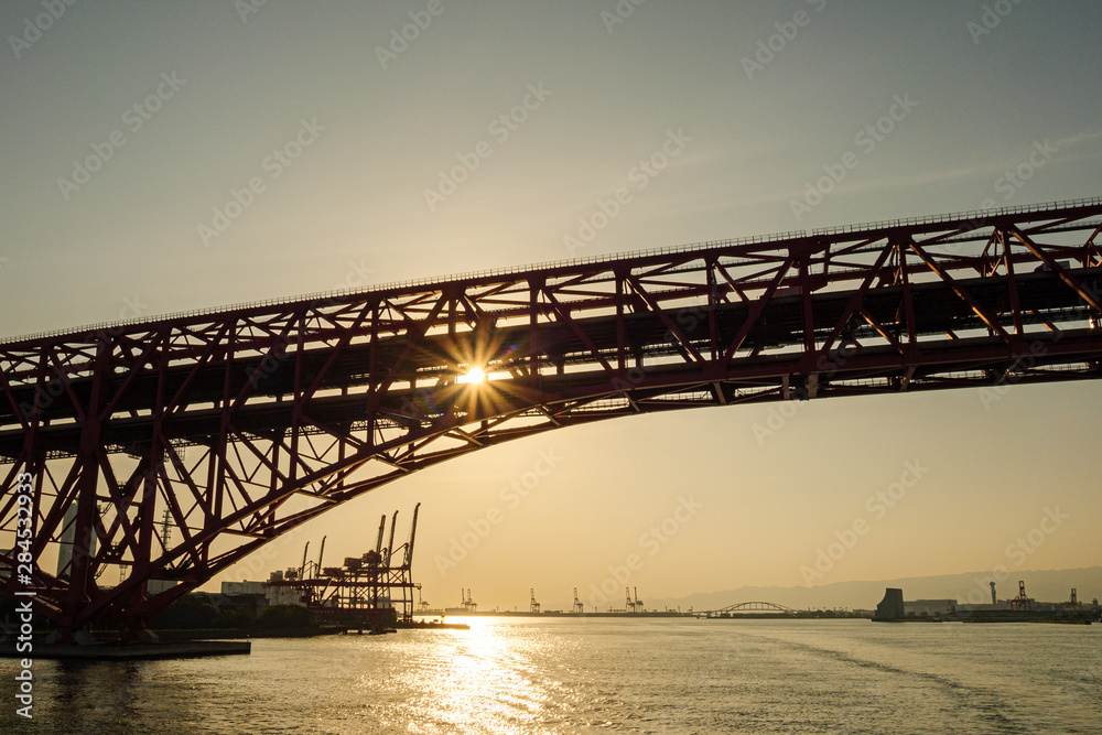 bridge and big crane - Osaka Bay, Japan