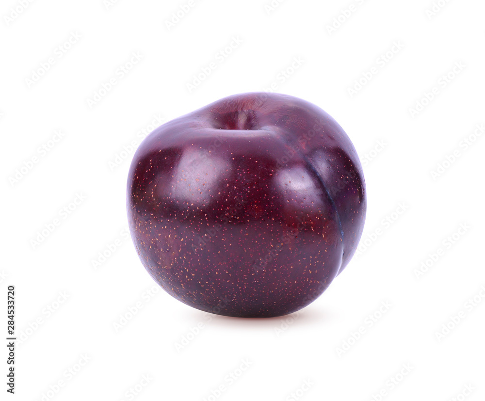 organic plum fruit on white background