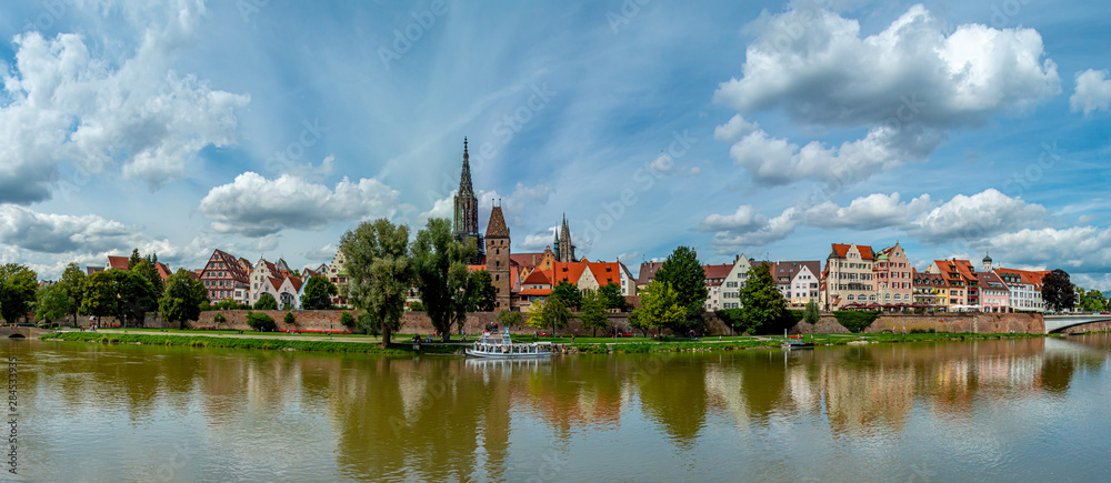 Ulm city and the Danube river-panoram view
