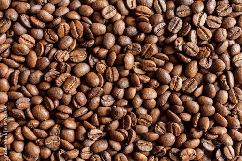 Roasted aromatic coffee beans texture for background