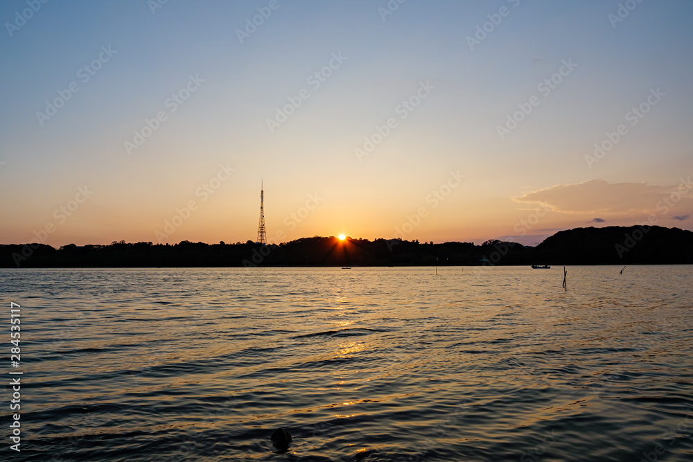 Naklejka premium lake and sunset - Shizuoka, Japan