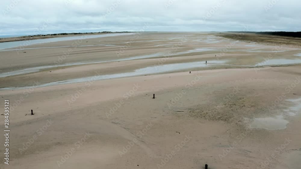 Nairn Beach top view fly over with drone Nairn Beach top view fly over with drone