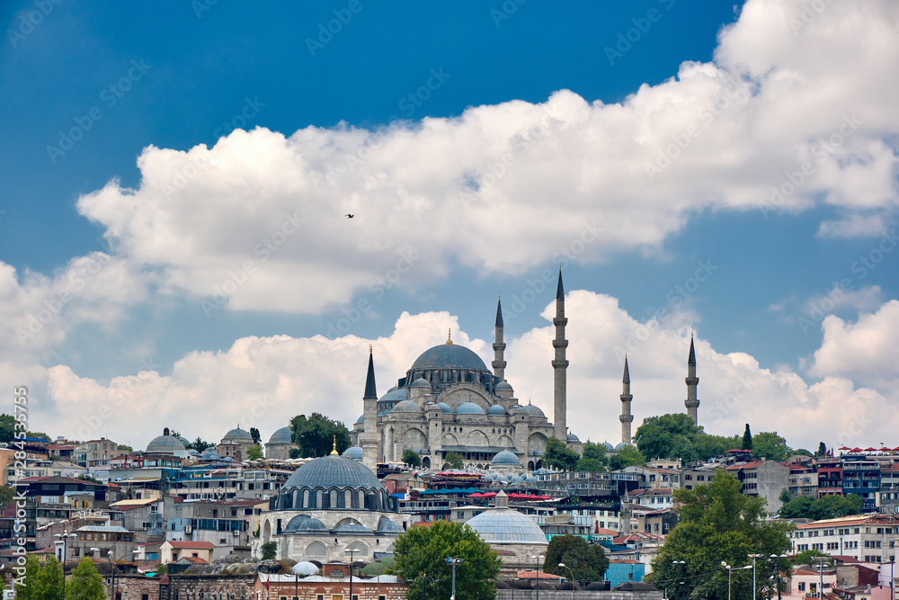 Fototapeta premium Istanbul city skyline with Suleymaniye Mosque in Turkey