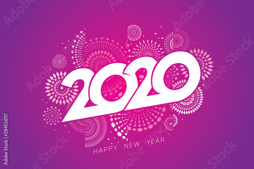 Vector illustration of  fireworks. Happy new year 2020 theme