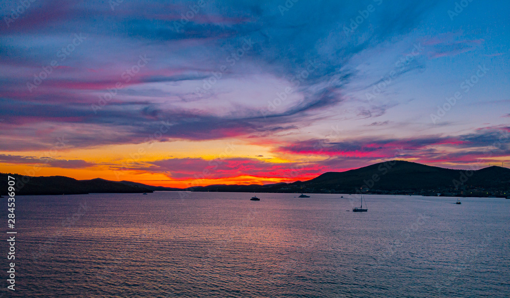 sunset over the adriatic sea near ciovo island